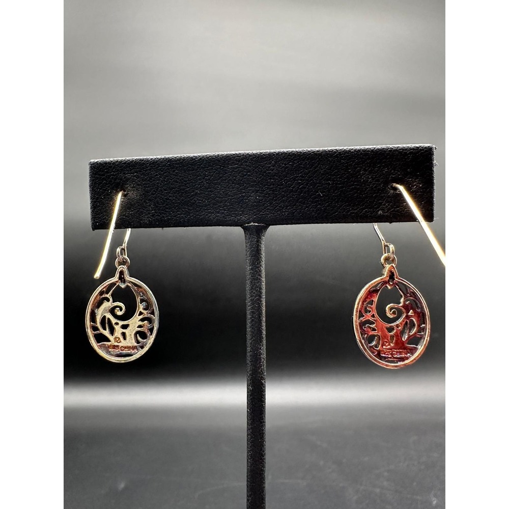 Sterling Silver Filigree Scroll Dangle Earrings Rose Gold Tone - Picture 5 of 6